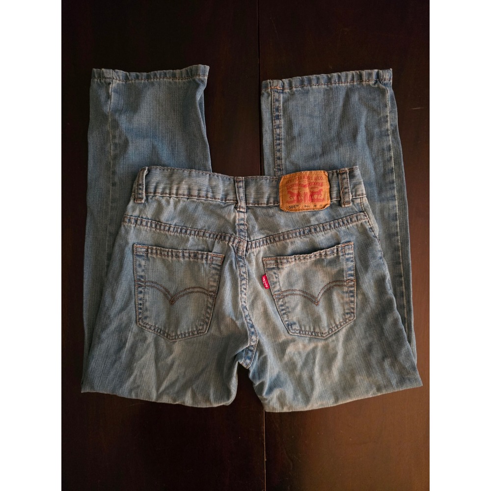 Levis 505 Straight Leg Jeans Kids Size 8 Regular Light Wash Blue Denim 24x22 - Picture 5 of 5
